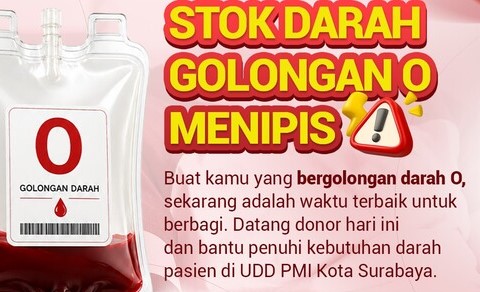 Menurunnya Persediaan Stok Darah Golongan O di Surabaya 